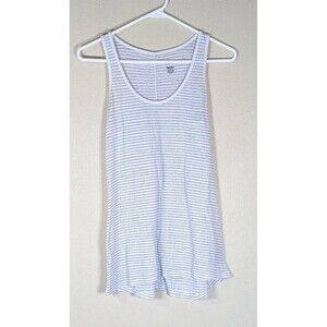 Mossimo Women's Linen Blend White Tank Top with black Stripes Size Small